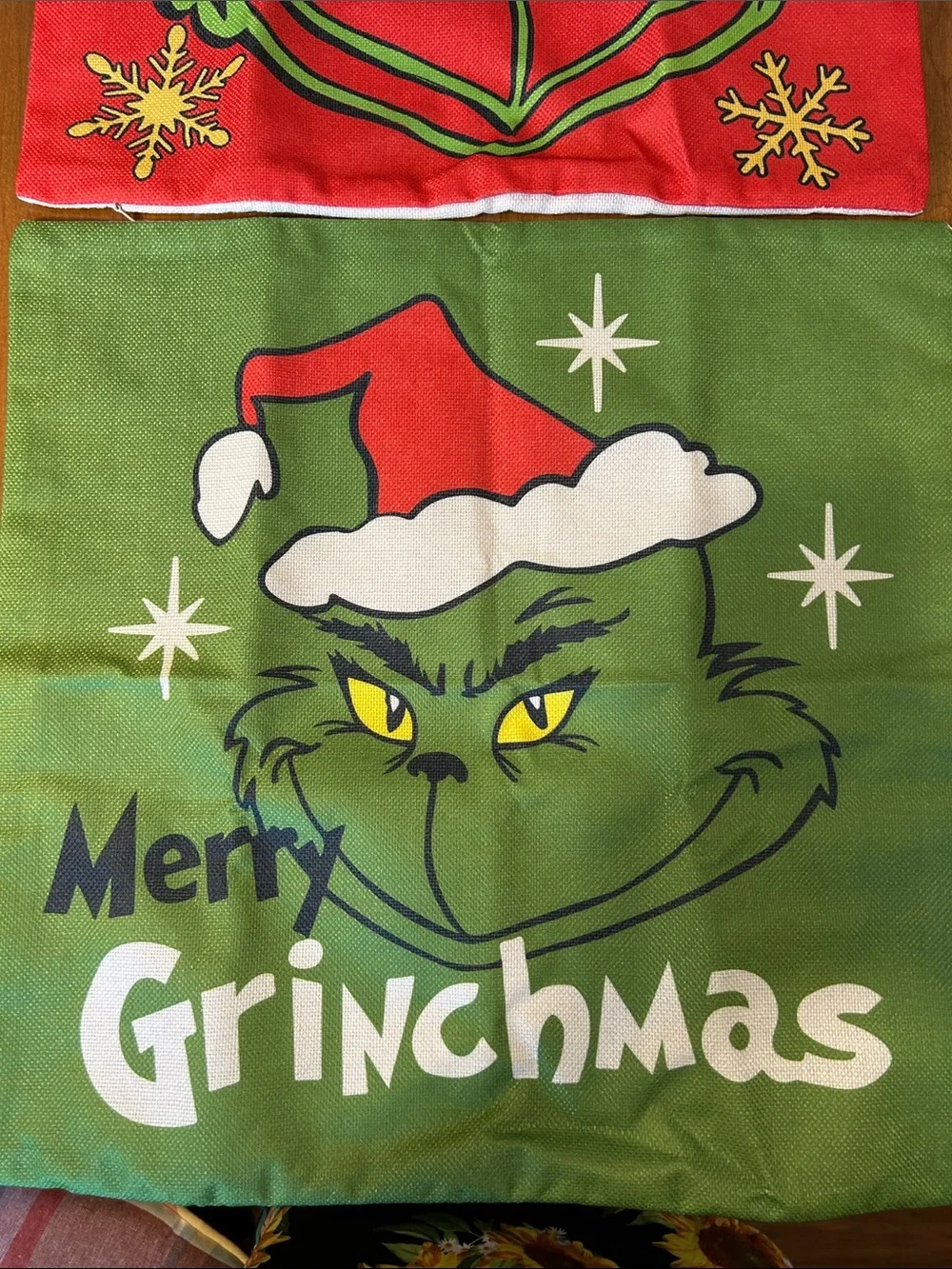 Merry Grinchmas Holiday Decorative pillow covers- Red & Green